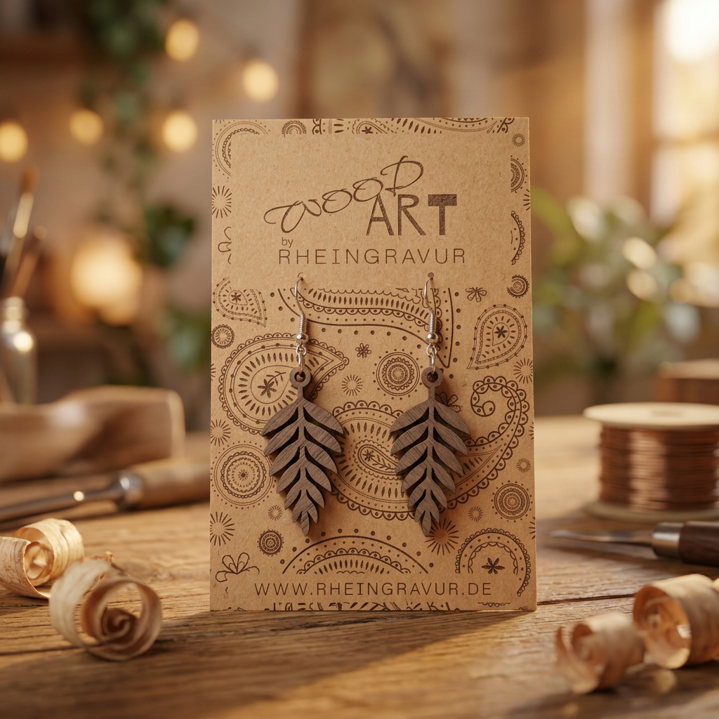 Holz Ohrringe Walnuss - "Blatt"