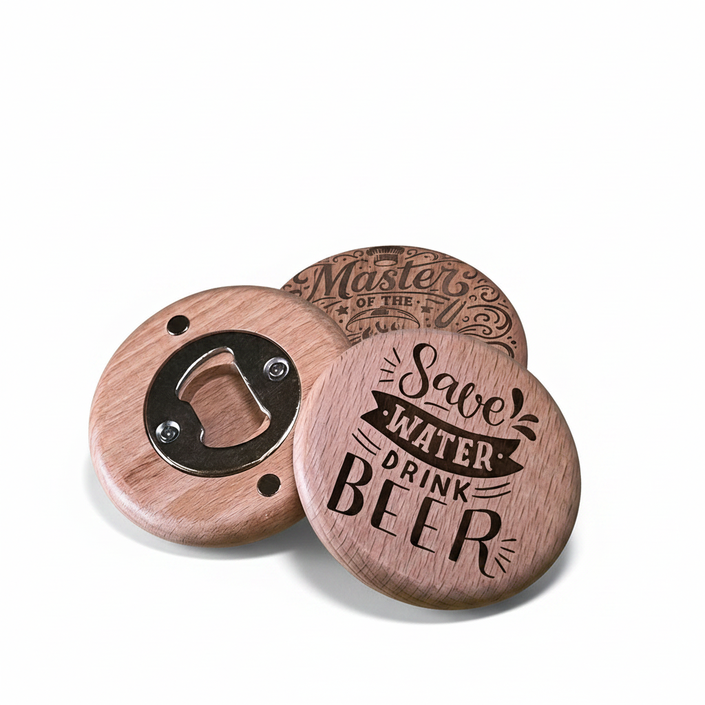 Holzflaschenöffner mit magnet