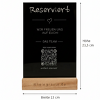 Schwarzes Acryl Tischschild mit Lasergravur