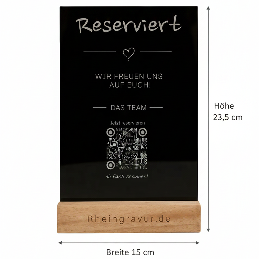 Schwarzes Acryl Tischschild mit Lasergravur