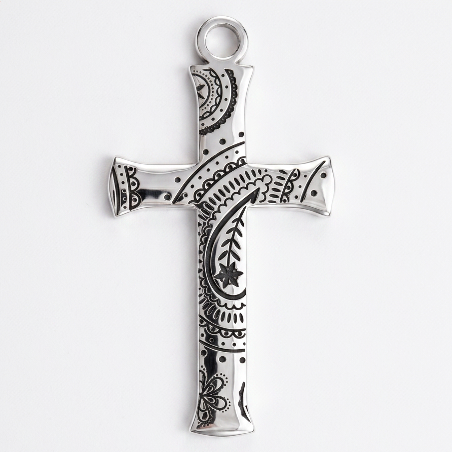 Kreuz-Anhänger aus Edelstahl mit Gravur