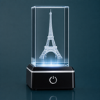 Kristall 3D Glasinnengravur – Mit LED-Sockel personalisiert
